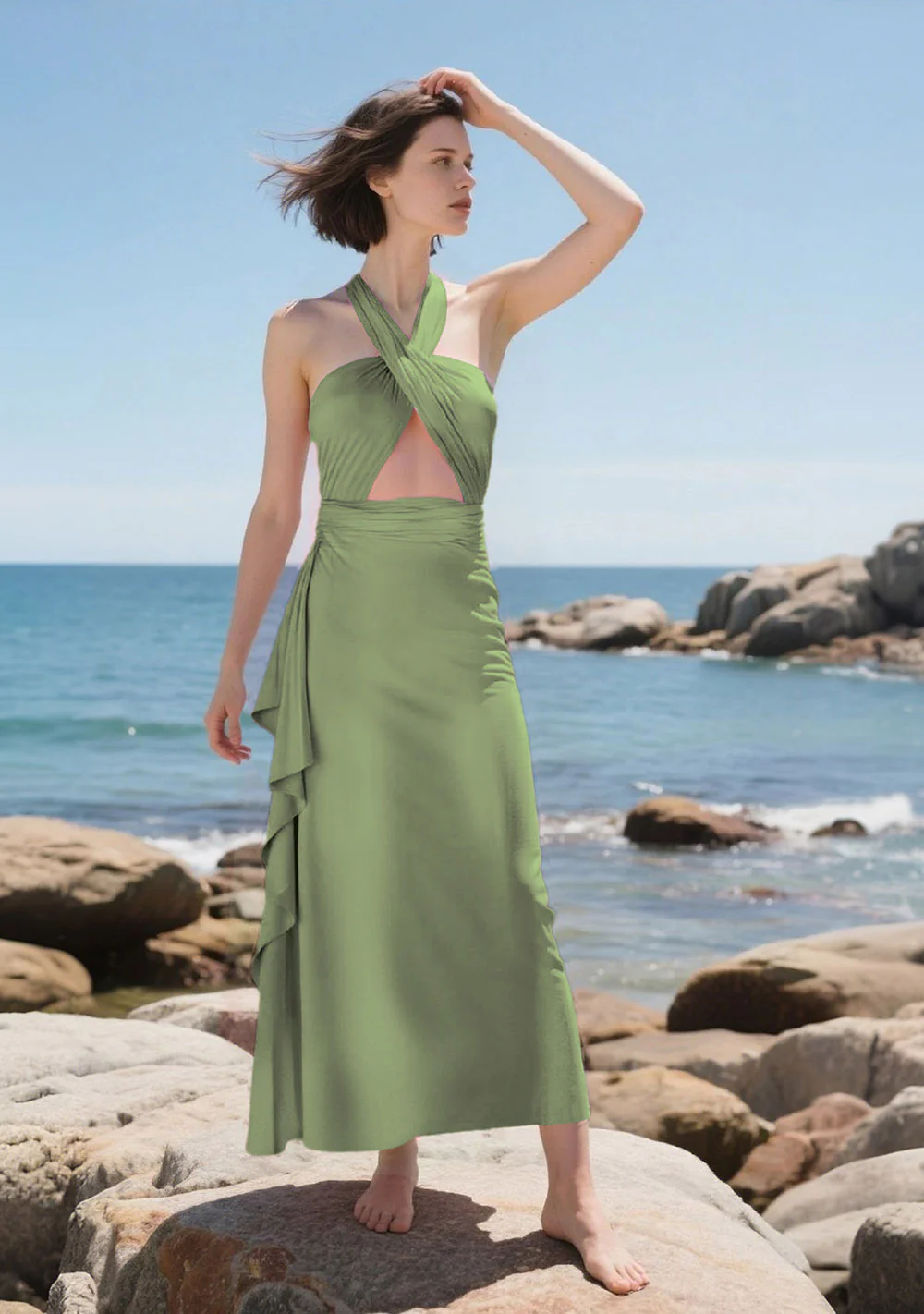 SandSea™ Olive Green Infinity Beach Dress